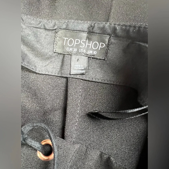 TOPSHOP Black lace front wide leg crop pants size 6 - Picture 9 of 13